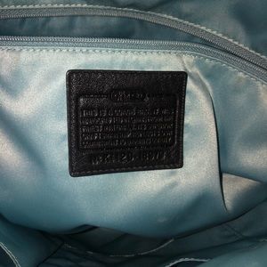 Coach large hand bag purse black Tiffany blue
